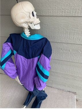 Vintage Etirel Colorblock Windbreaker Jacket in Purple, Teal & Navy